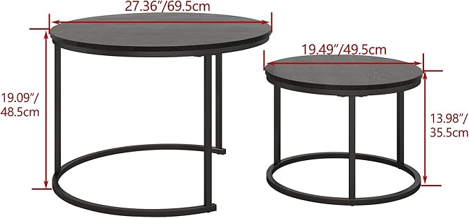 Round Coffee Table Set of 2 End Tables - Image 2