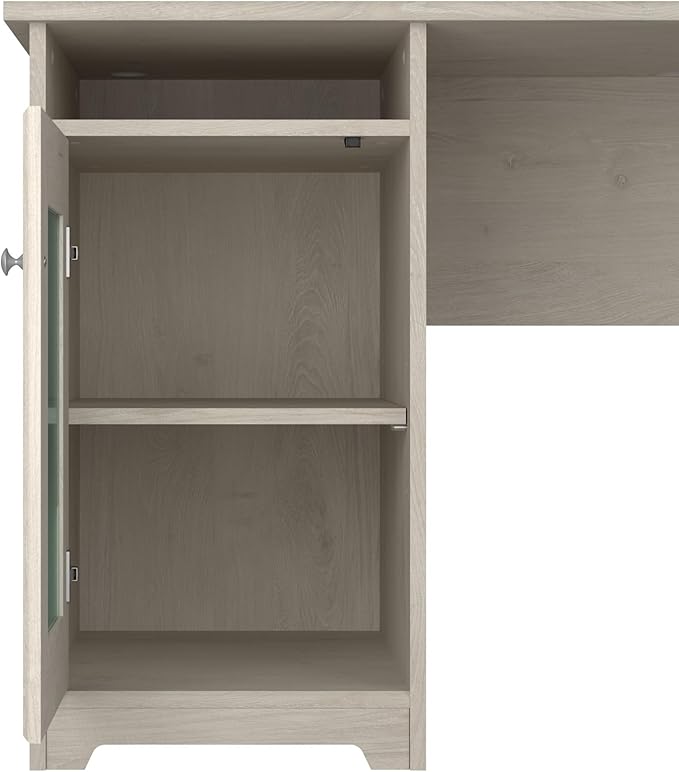 Bush Furniture Cabot 60W L Shaped Computer Desk in Linen White Oak - Image 7