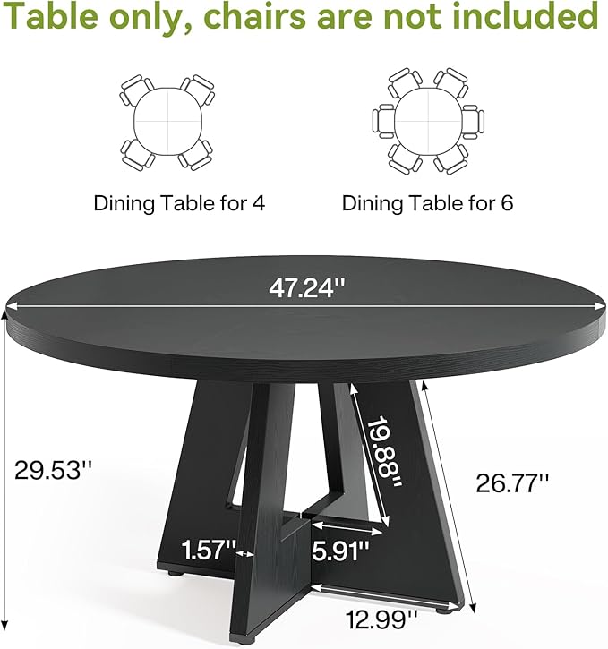 LITTLE TREE Round Dining Table for 4-6, 47 Inches - Image 3