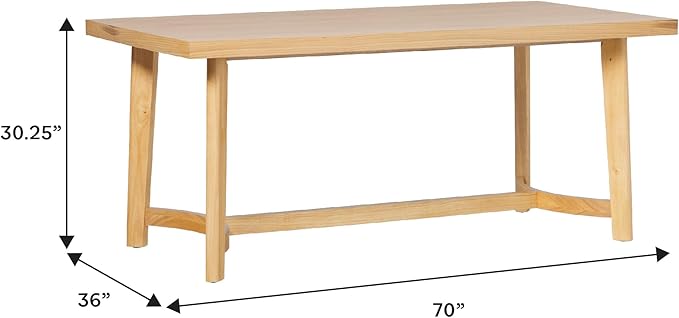 Walker Edison Modern Farmhouse Rustic Solid Oak Wood Rectanglular Dining Table - Image 2