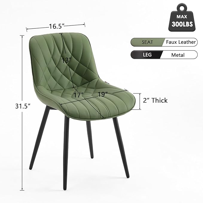 YOUNUOKE Dining Chairs Set of 2 Mid Century Modern Kitchen Chair Comfortable - Image 2