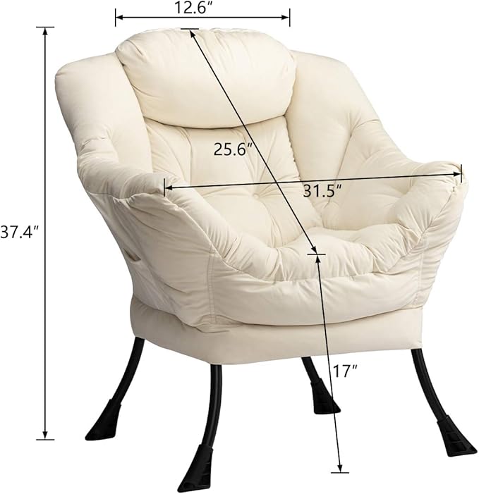 HollyHOME Modern Fabric Large Lazy Chair, Accent Oversized Comfy Reading Chair - Image 3