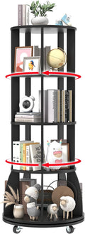 4 Tier Rotating Bookshelf with Brake Wheels, 360° Spinning Bookcase, Vertical by WelcometoIABIFO