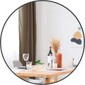 30 inch Round Black Mirror, Brushed Black Metal Framed Circle Wall Mirror by UMZODO