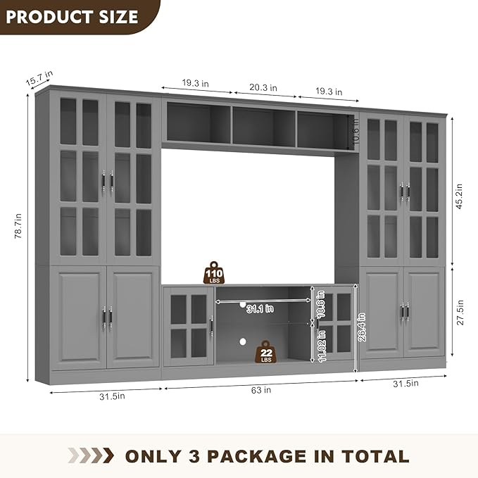 4-Piece Wall Unit TV Stand - Image 6