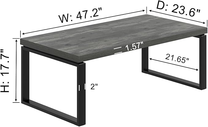 EXCEFUR Modern Coffee Table, Rustic Wood and Metal Center Table - Image 2