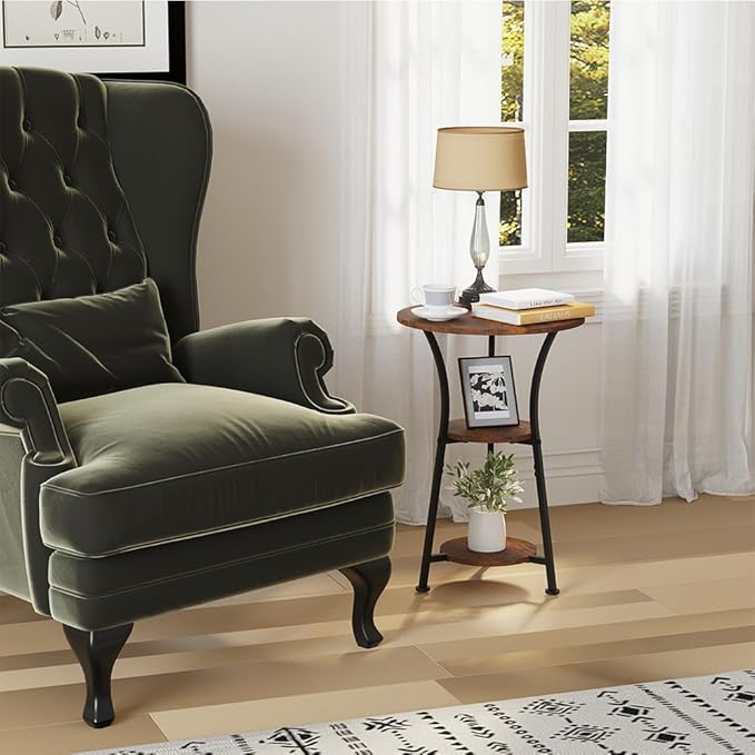 Dulcii Small Round End Table for Narrow and Small Space, 3-Tier Round Accent - Image 5
