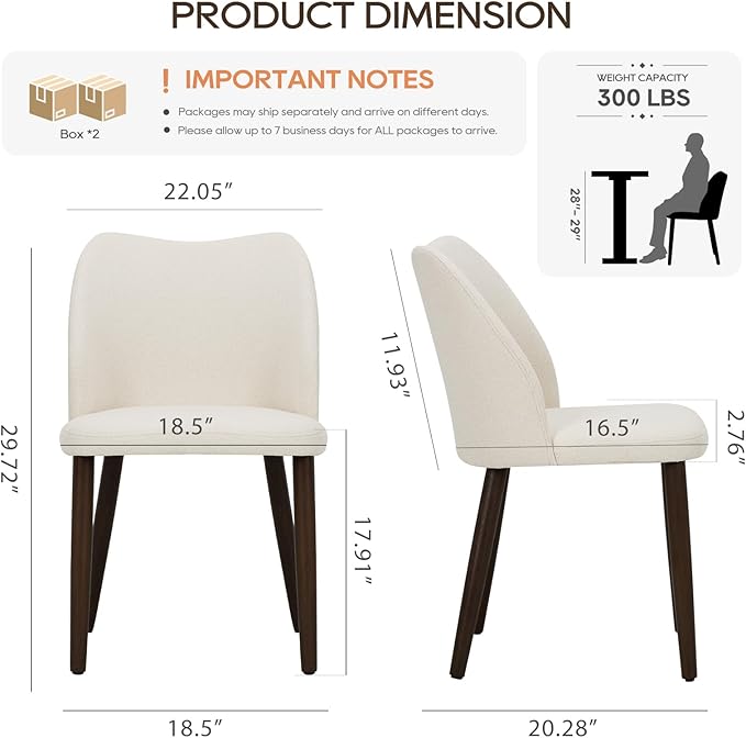 COLAMY Upholstered Dining Chairs Set of 4, Modern Fabric Dining Room Kitchen - Image 8