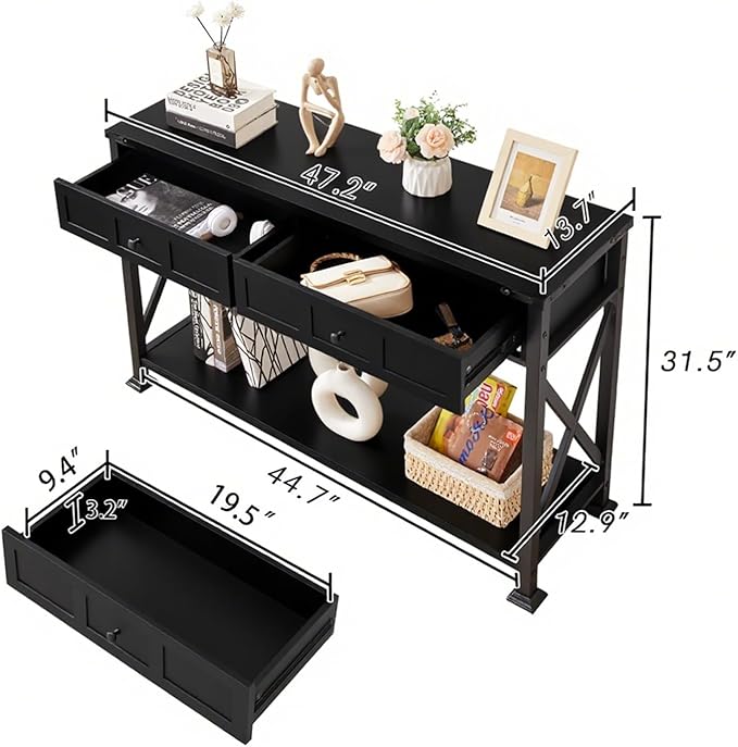 HOMBAZAAR Entryway Table, Rustic Console Table - Image 2