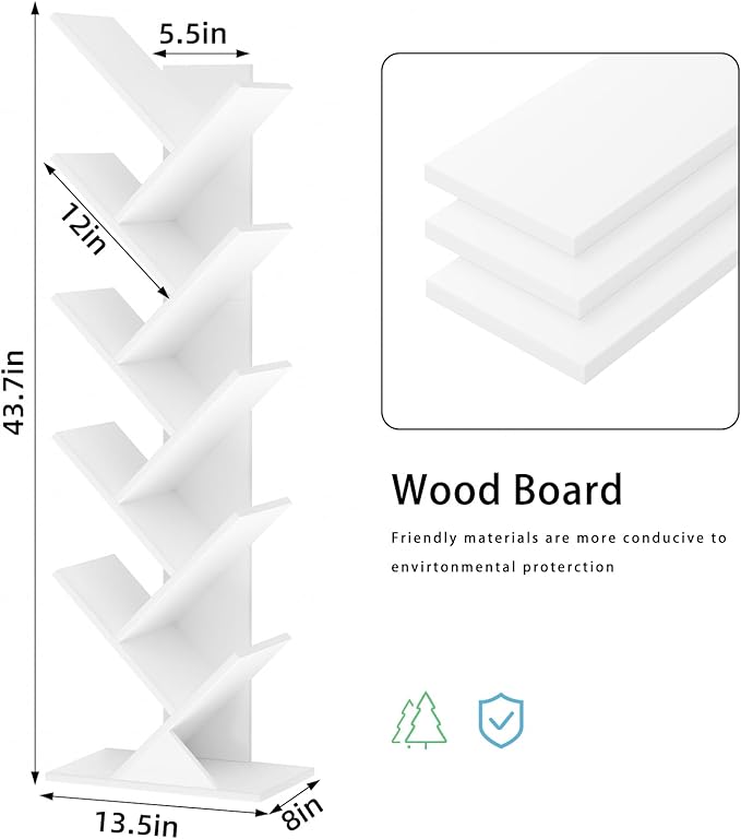 10 Tier Tree Book Shelf, Floor Standing Wood Bookshelf - Image 3