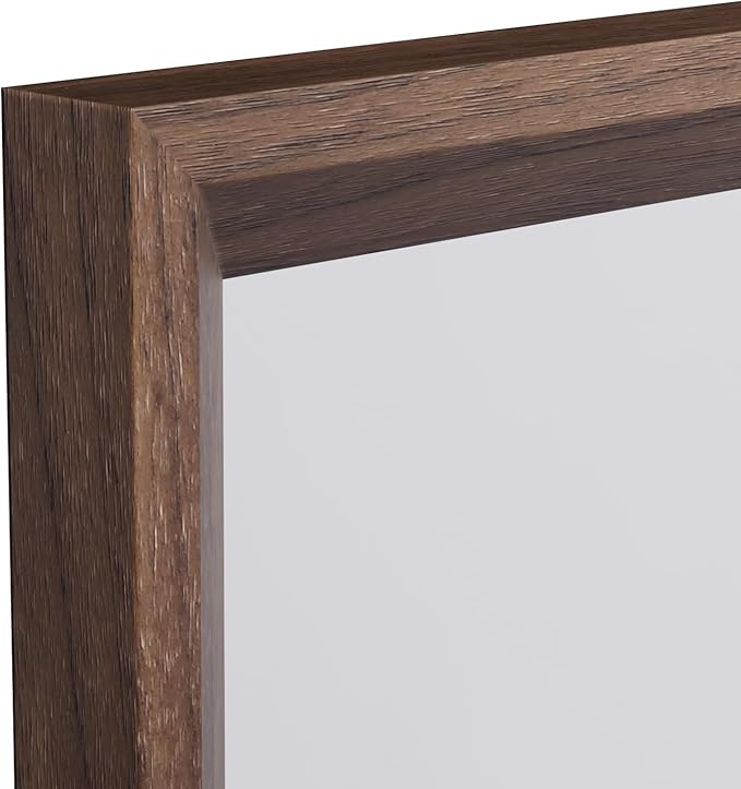 WEER Bathroom Mirror, 24x36 Inch Wall Mirror, Walnut Wood Grain Framed Mirror - Image 7