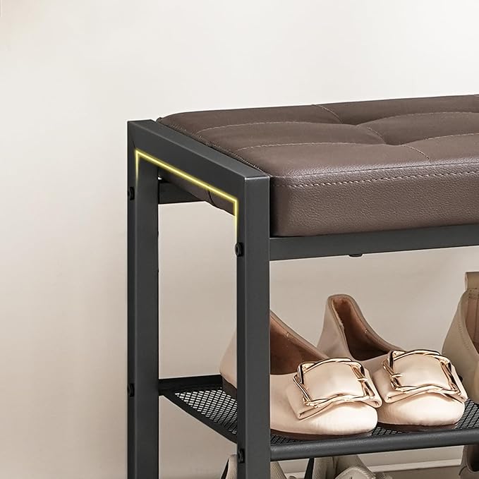 HOOBRO Small Shoe Bench, 3-Tier Shoe Rack, Shoe Storage Bench - Image 8