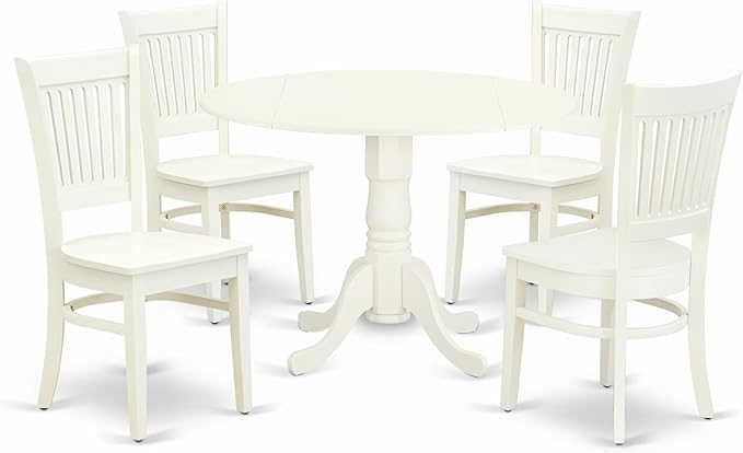 East West Furniture DLVA5-LWH-W 5 Piece Kitchen Table & Chairs Set Includes a by EastWestFurniture