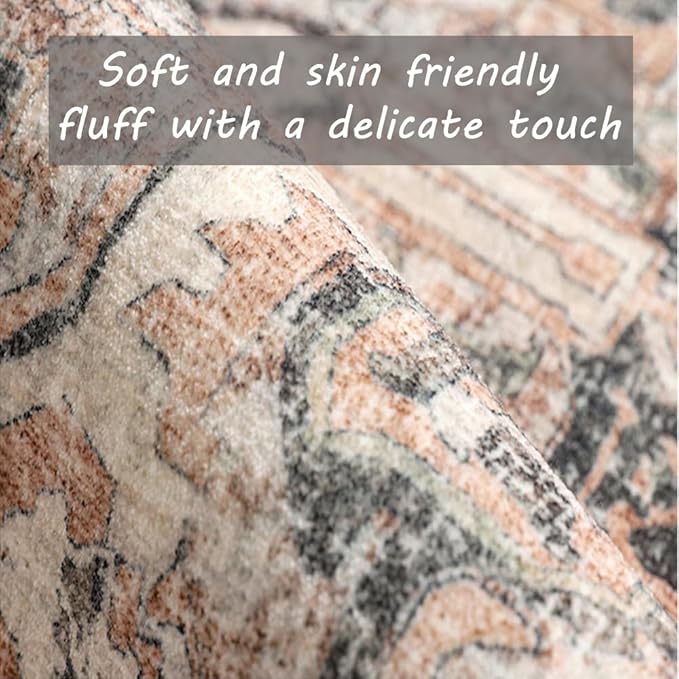 6x9 Washable Area Rug Boho Chic Medallion Distressed Design Non-Shedding Easy - Image 3