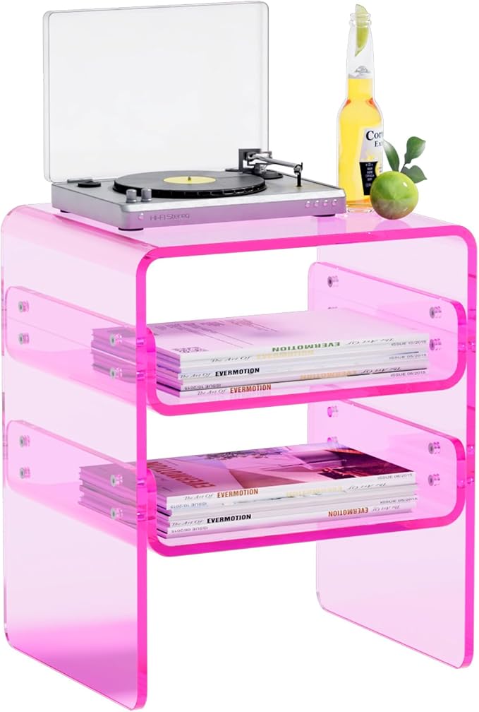 Clear Acrylic 3-Tier End Table/Nightstand – Sleek Bedside Storage by SmittenLife