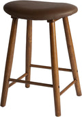Nora 25" Upholstered Counter Stool, Solid Rubber Wood Frame, Faux Leather by ARROWSTONE