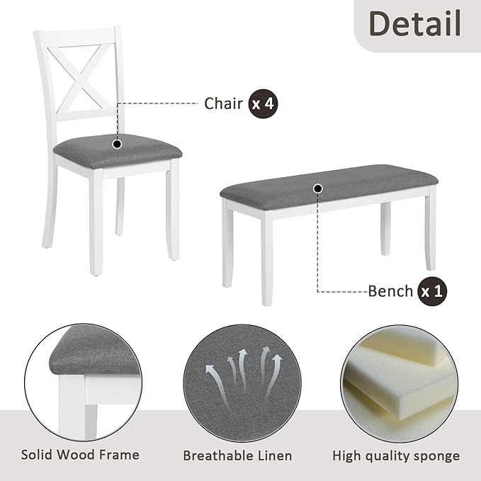 soges 6-Piece Kitchen Dining Table Set - Image 9