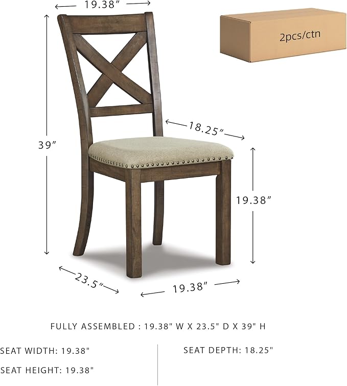 Signature Design by Ashley Moriville Modern Farmhouse 19" Upholstered Dining - Image 3