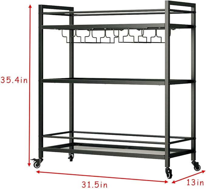 Glass Black Bar Carts for Home - Image 3