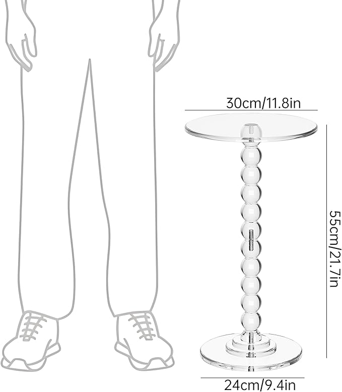 Acrylic Side Table, End Table Round Top - Image 3