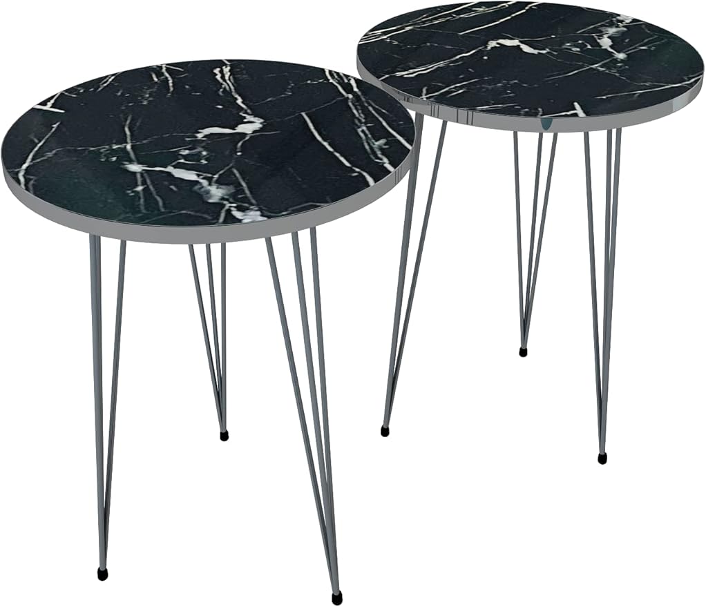 PAK HOME Set of 2 End Tables Round Wood Sofa Side Coffee Tables - Image 5