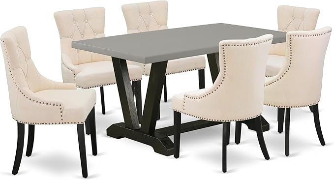 East West Furniture V696FR102-7 7 Piece Dinette Set Consist of a Rectangle by EastWestFurniture