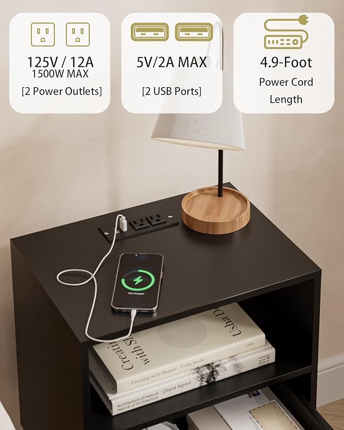 Bedroom Nightstands Wooden Night Stands - Image 4