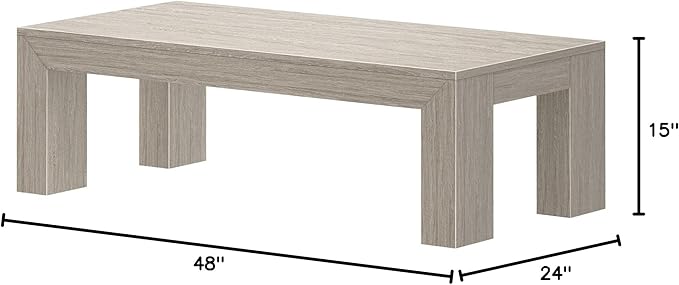 Plank+Beam Modern Rectangular Coffee Table, Medium Sized Coffee Table, Center - Image 2