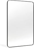 Black Bathroom Mirrors for Over Sink, 24 x 36 Inch Rounded Corner Rectangle by Minuover