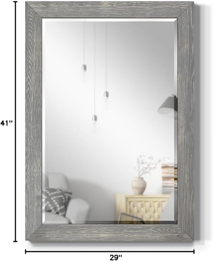 Gray Rustic Mirror Rectangular Barnwood Framed Wall Mirror - Image 7