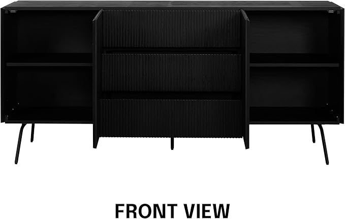 NTC Veil Sideboard with 2 Doors and 3 Drawers, Buffet Cabinet with Vertical - Image 4