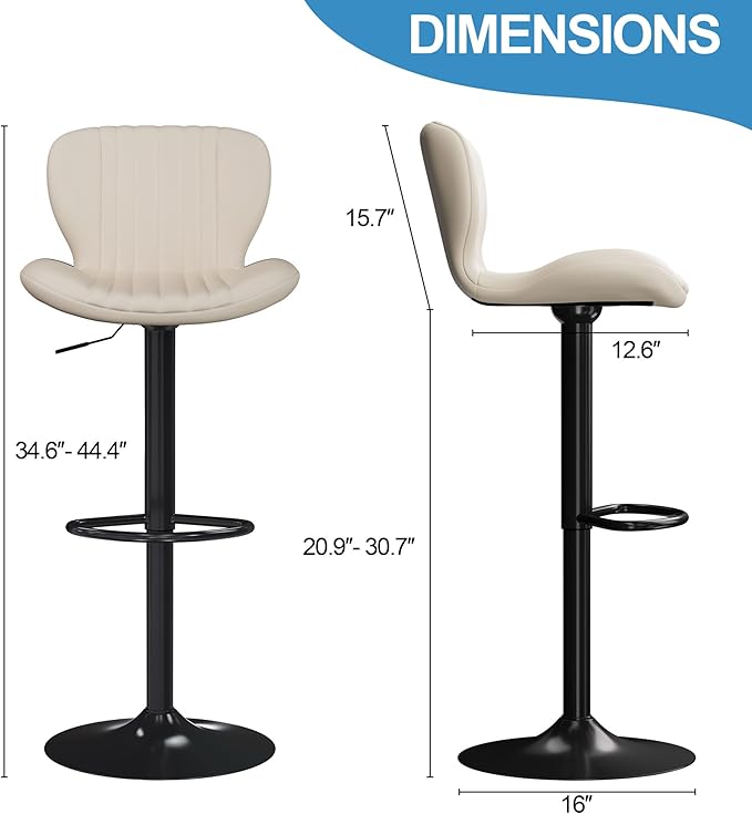 Shintenchi Bar Stools Set of 4 Modern Swivel Bar Chairs, Counter Height Faux - Image 4