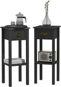 HOMCOM 2-Tier Side Table with Drawer, Narrow End Table with Bottom Shelf by HOMCOM