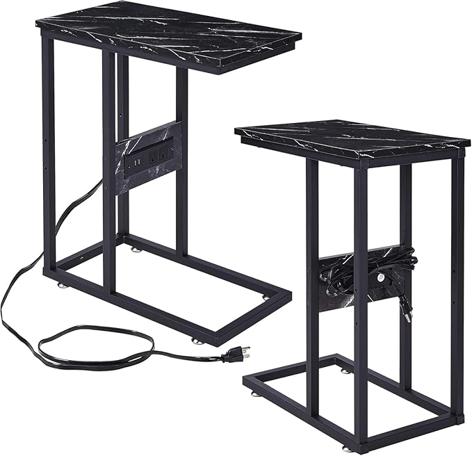 VECELO C Shaped End Side Table by VECELO