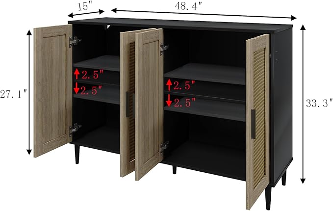 Black Buffet Sideboard, Kitchen Storage Cabinet - Image 2