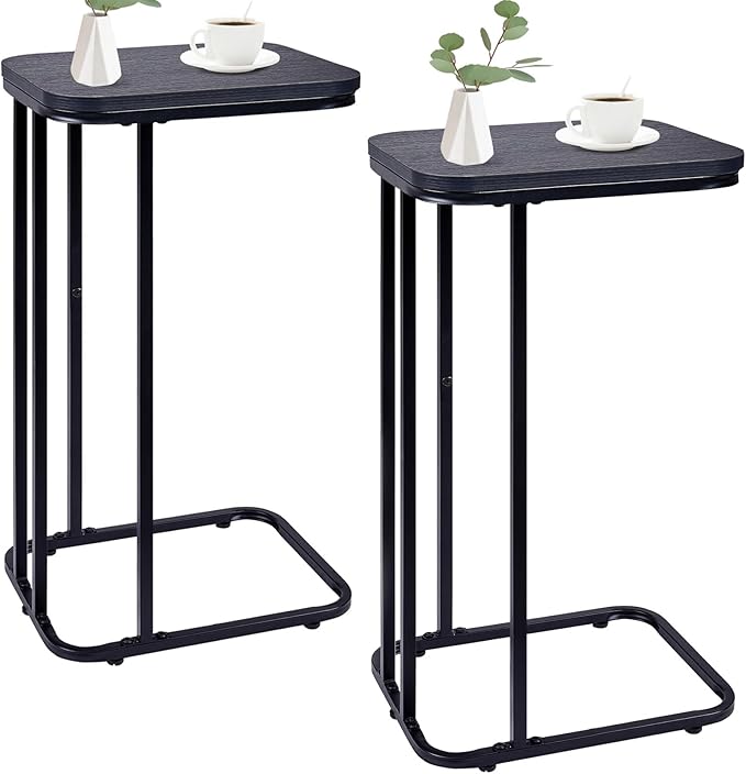 C Shaped End Table Set of 2, Small Side Table by KJGKKHOME