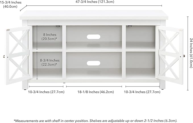 Henn&Hart Rectangular TV Stand for TV's up to 55" in White, TV Stands for the - Image 5