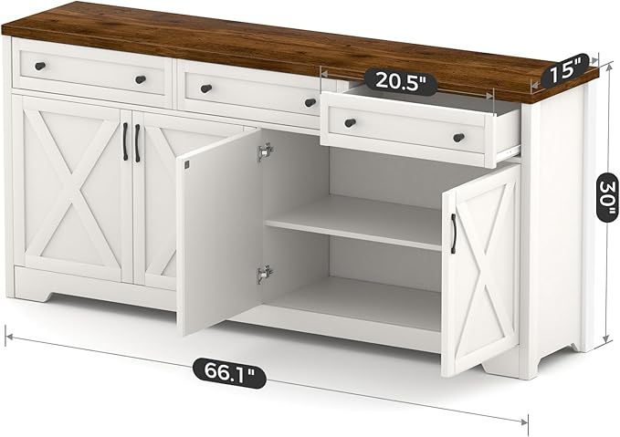 66'' Farmhouse Sideboard Buffet Cabinet - Image 2