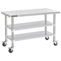 DuraSteel Stainless Steel Work Table 30" x 60" x 34" Height w/ 4 Caster Wheels by DuraSteel