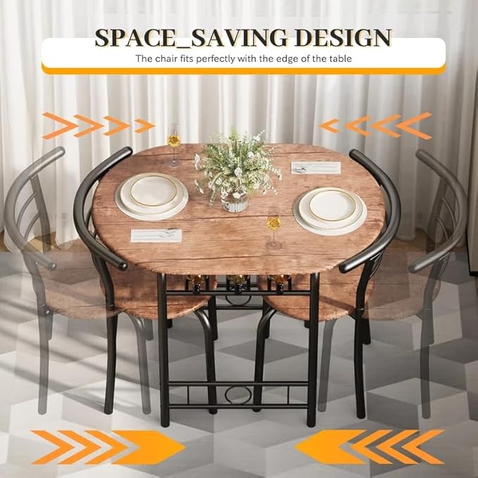 Shahoo 3-Piece Wooden Dining Table Set, Kitchen Breakfast Nook Sets - Image 6