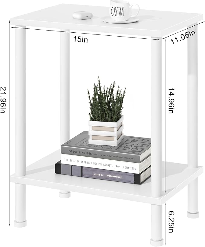 End Table, Small Side Table, 2-Tier Nightstand - Image 2