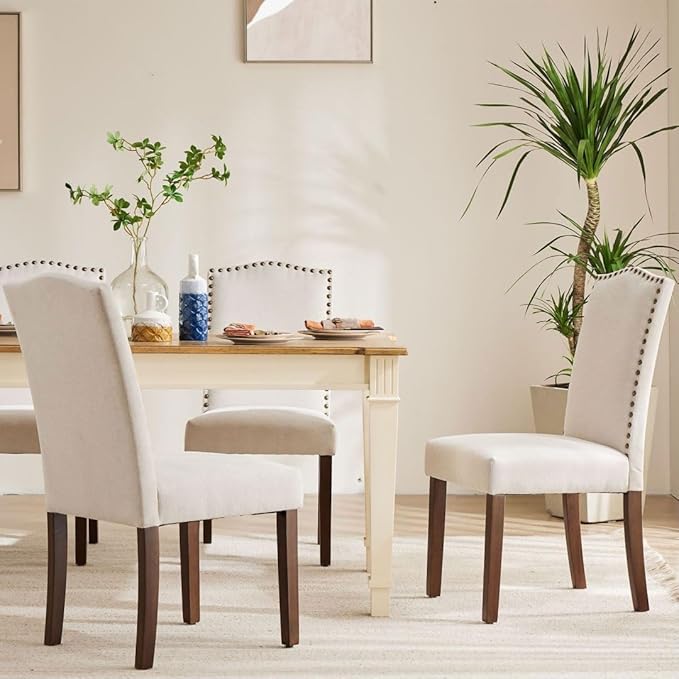 Kitchen Chairs Set of 2 Modern Upholstered Fabric Seat - Image 2