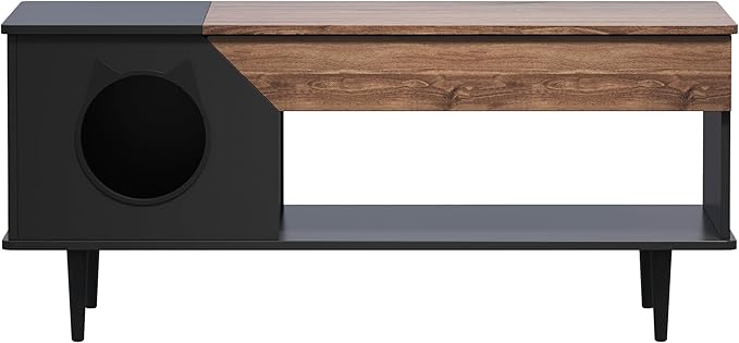 GAOMON Black Coffee Table 45'' Cat Living Room Tables - Image 6