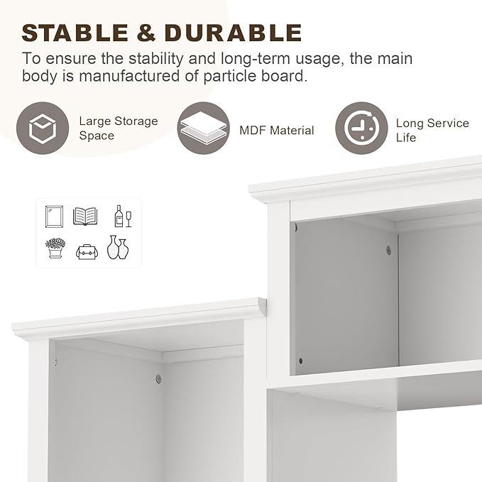 Wall Unit TV Stand with Storage & LED Lights, Large Entertainment Center with - Image 7