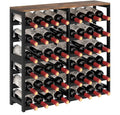 6 Tier Bamboo Wine Rack with Table Top, Freestanding 48-Bottle Wine Storage by MOGELAFOO