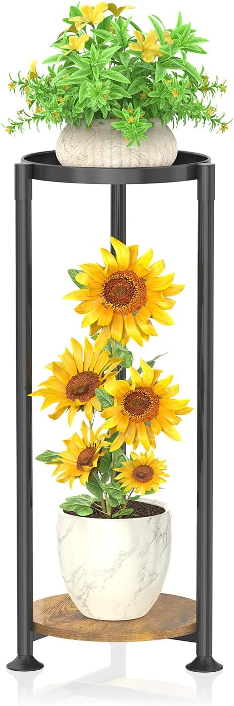 KMOTASUO 2 Tier Black Plant Stand Indoor by KMOTASUO