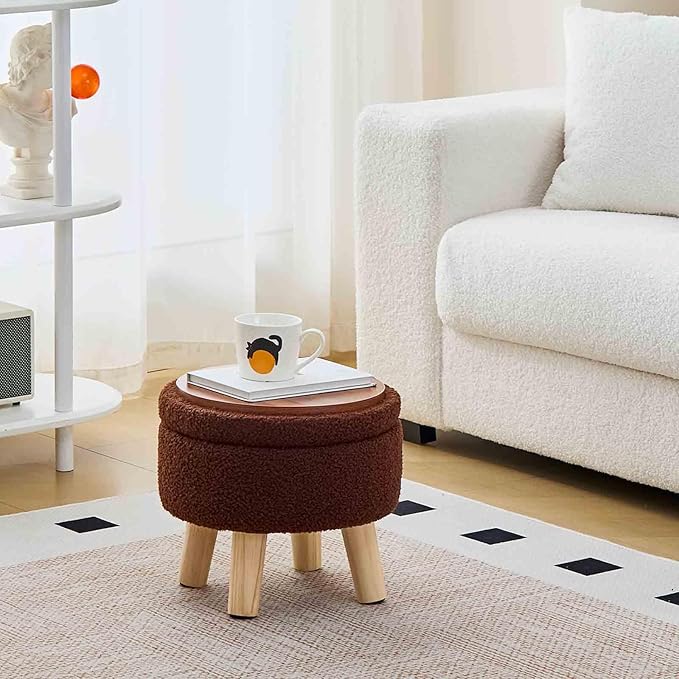 Wimarsbon Storage Ottoman, Modern Round Footrest - Image 2