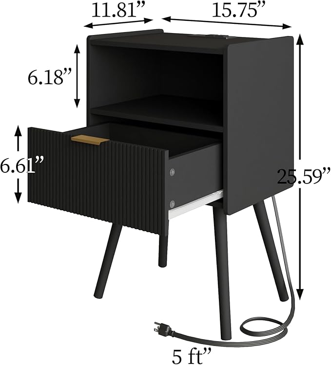 Nightstand, Modern Bedside Table - Image 2