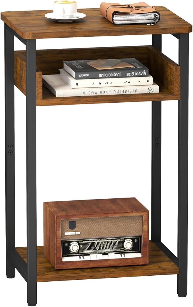 Side Table, 25 inch High End Table, Small Bedside Table by KJGKKHOME