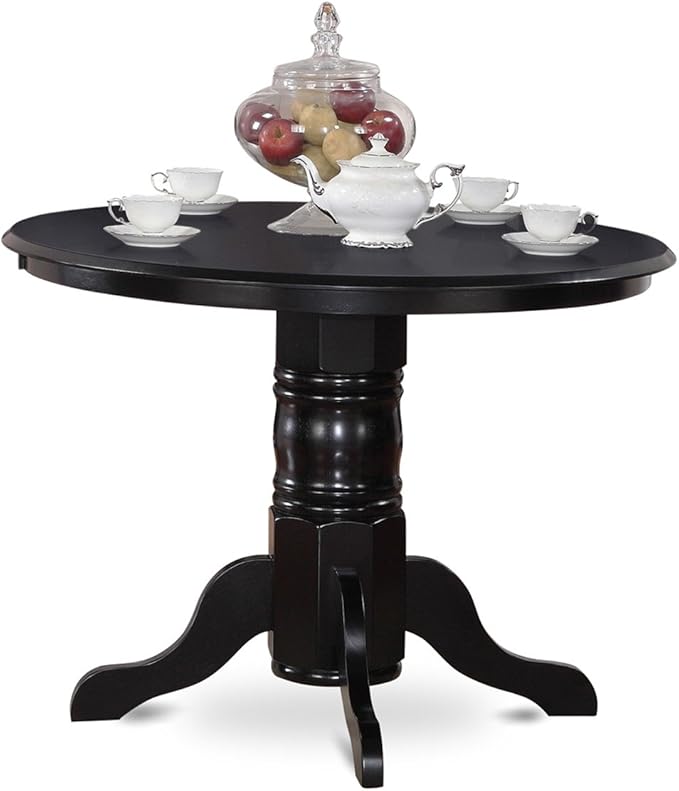 East West Furniture SHEN5-BLK-69 5 Piece Dining Room Table Set Includes a Round - Image 3